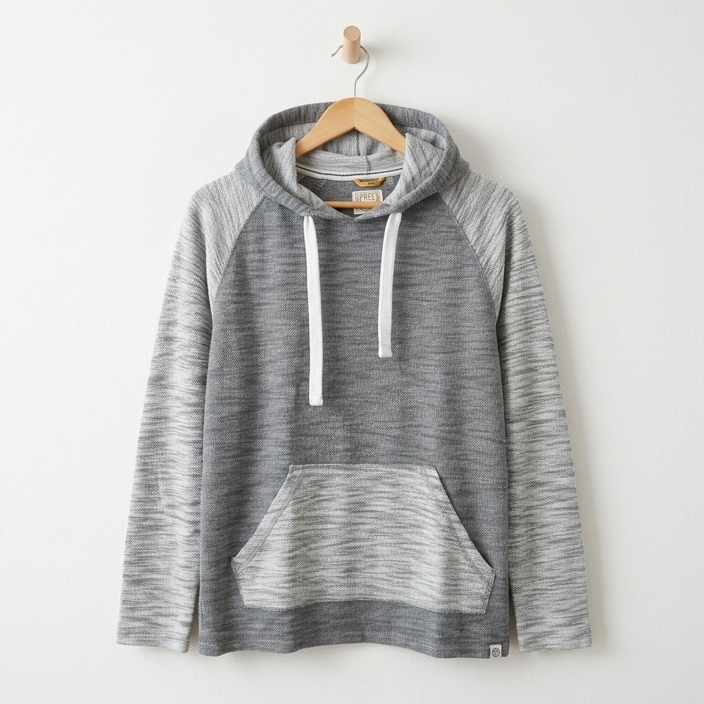 Free Planet Large Heather Grey Space Dye Hoodie Raglan Soft Grunge Cozycore
